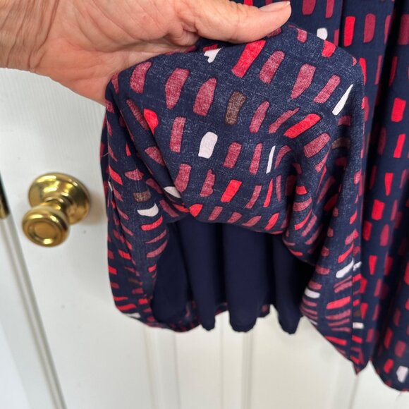 Anthropologie 11.1 Tylho Brynn Shirtdress In Navy/ Marin Red Career Size Small - Picture 9 of 12